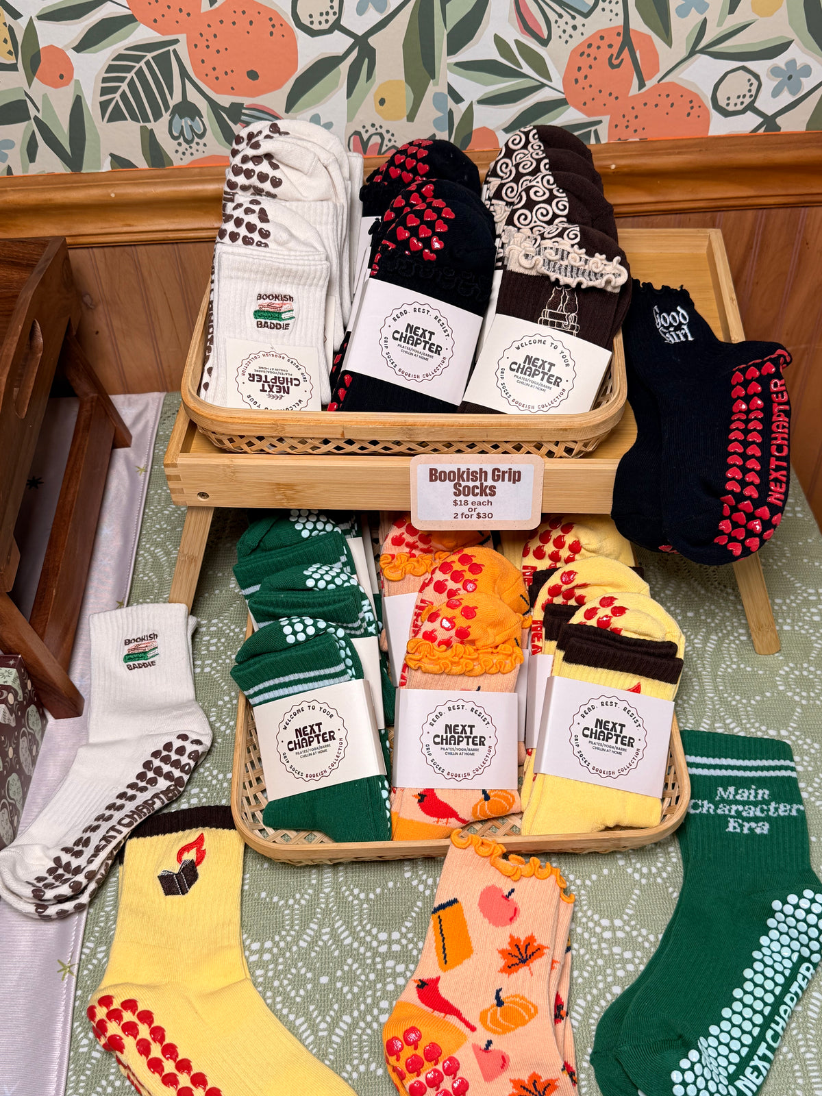 Bookish Fall Grip Socks