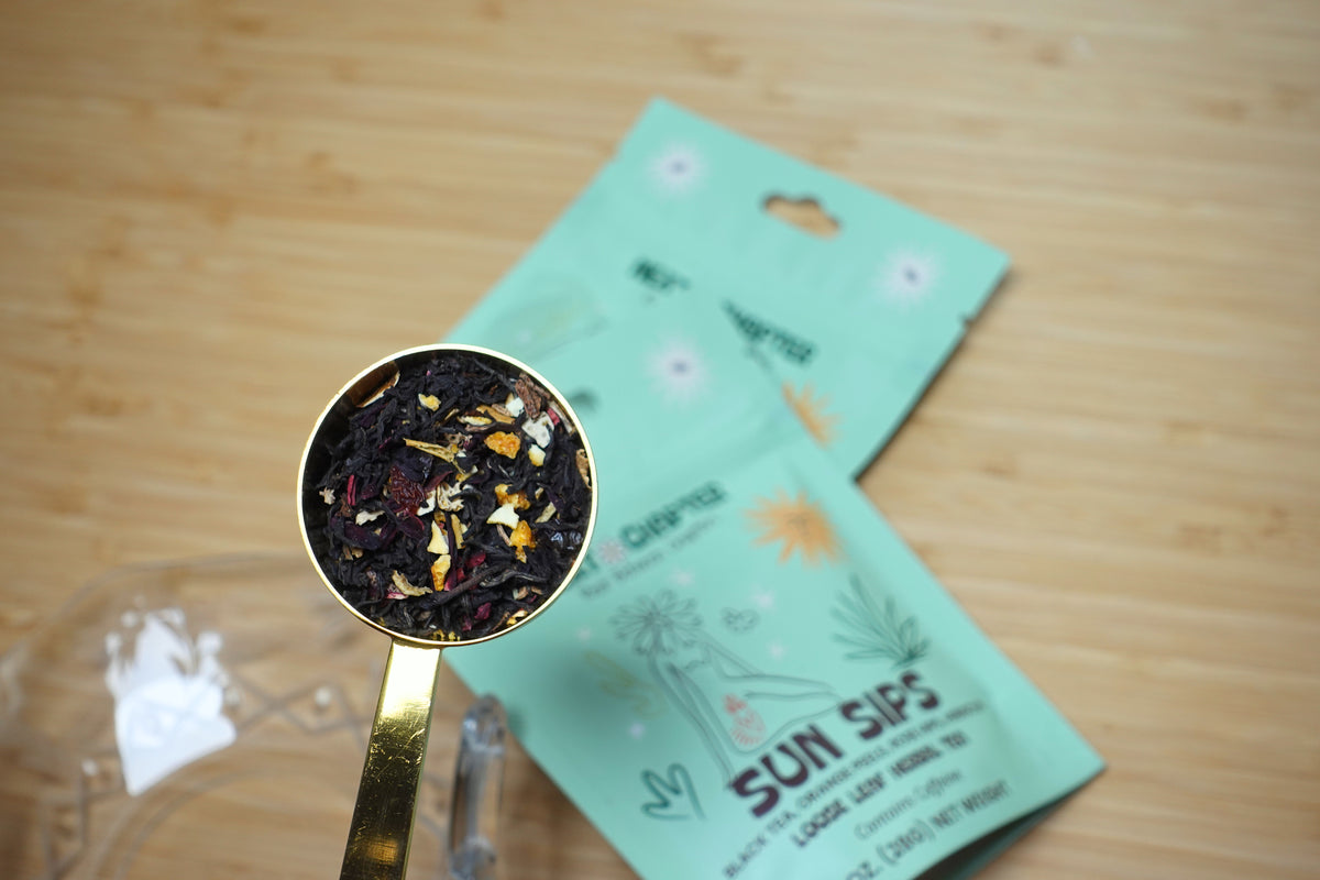 Sun sips loose leaf tea