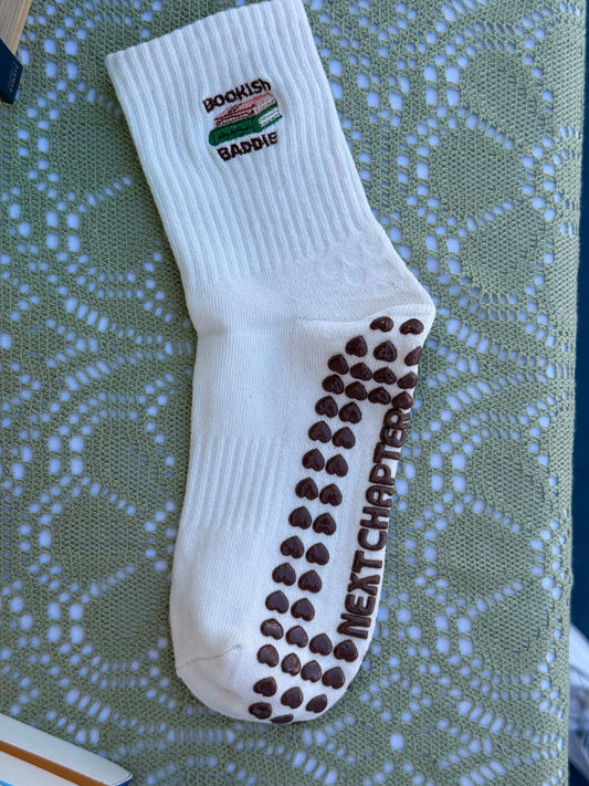 Bookish Baddie Embroidered Grip Socks