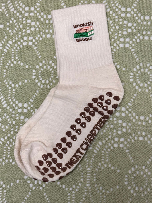 Bookish Baddie Embroidered Grip Socks